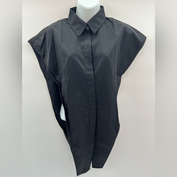 NWOT Sleeveless Open Side Button-Down Top – Black No Size Tag - Picture 4 of 8